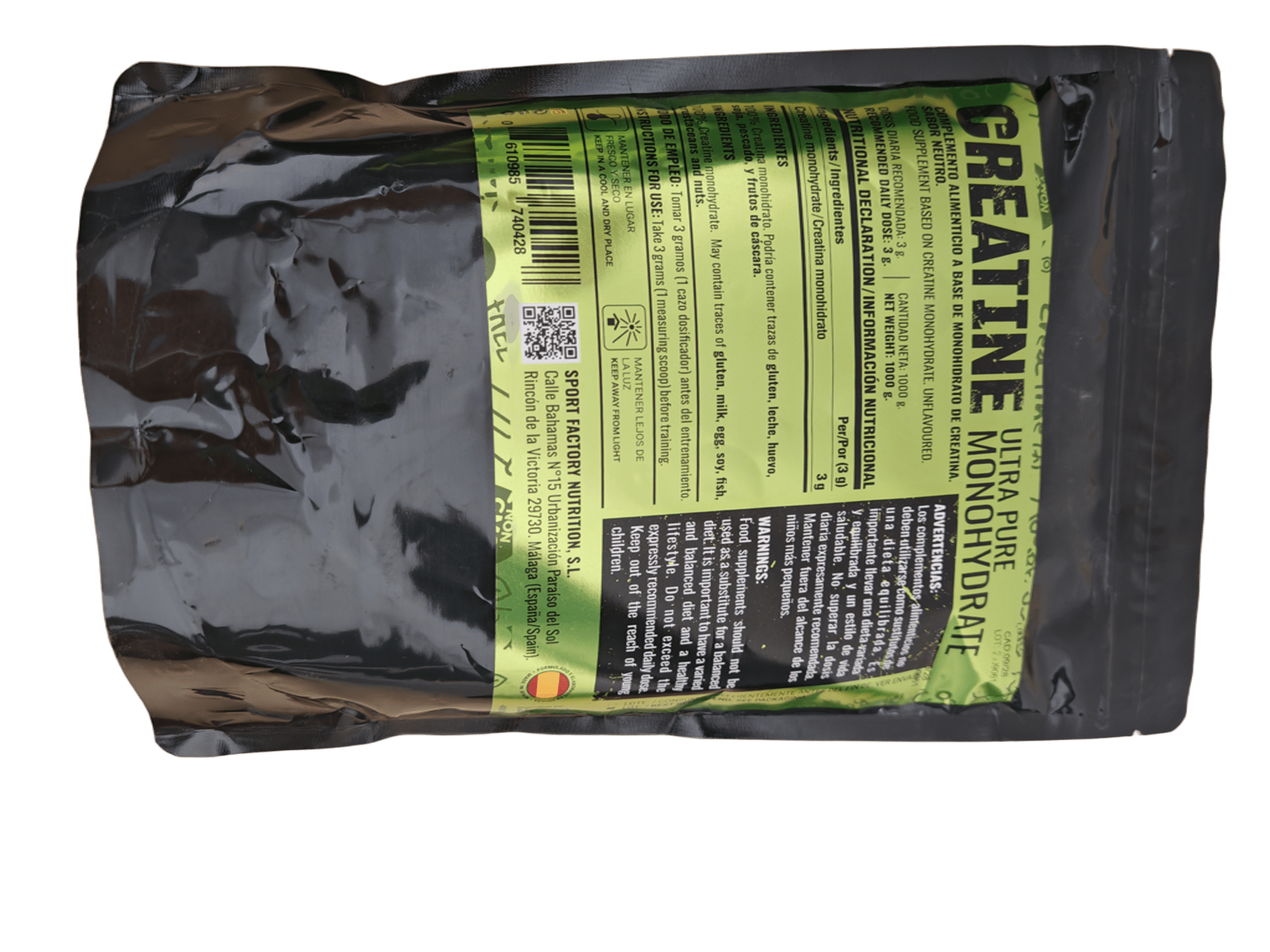 Creatina Monohidrato Ultrapure 1000 g – 200 Mesh – Creatina Monohidrato en Polvo de Alta Pureza - Imagen 2